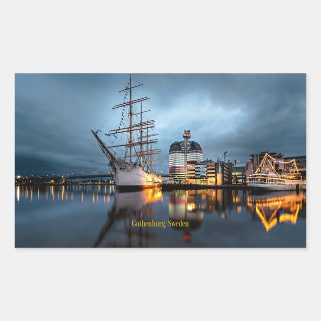 Hafen Göteborg, Schweden Rechteckiger Aufkleber (Vorderseite)