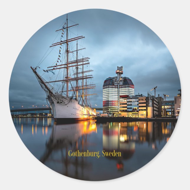 Hafen Göteborg, Schweden Runder Aufkleber (Vorderseite)