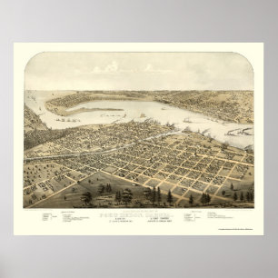 Hafen Hurone, panoramische Karte MI - 1867 Poster
