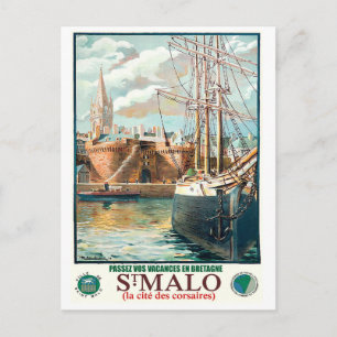 Hafen in der Stadt Saint-Malo, Frankreich, Vintage Postkarte
