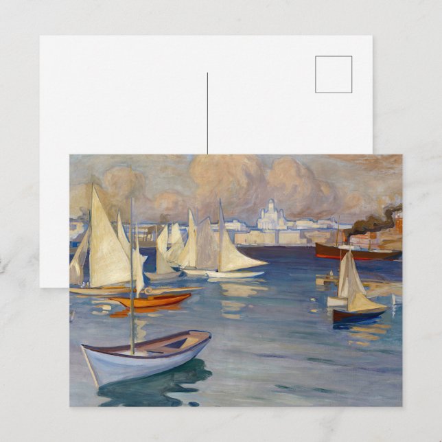 Hafen in Helsinki, Albert Edelfelt Postkarte (Vorne/Hinten)
