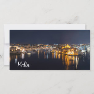 Hafen in Malta beleuchtet nachts Canvas Print