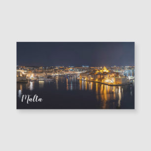 Hafen in Malta nachts beleuchtet Magnetkarte