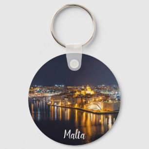 Hafen in Malta nachts beleuchtet Schlüsselanhänger