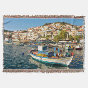 Hafen mit Fischerbooten in Plomari, Lesvos, Griech Decke