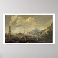 Hafen mit Leuchtturm und Schiff (Öl auf Leinwand)