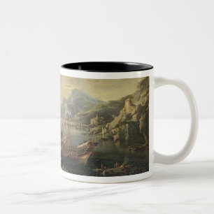 Hafen mit Leuchtturm und Schiffen (Öl auf Zweifarbige Tasse