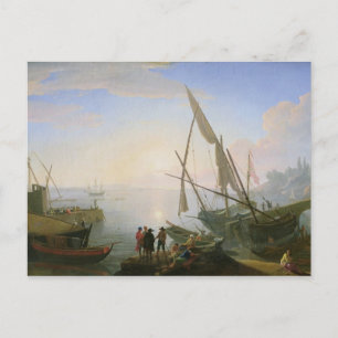 Hafen mit Sonnenuntergang Postkarte