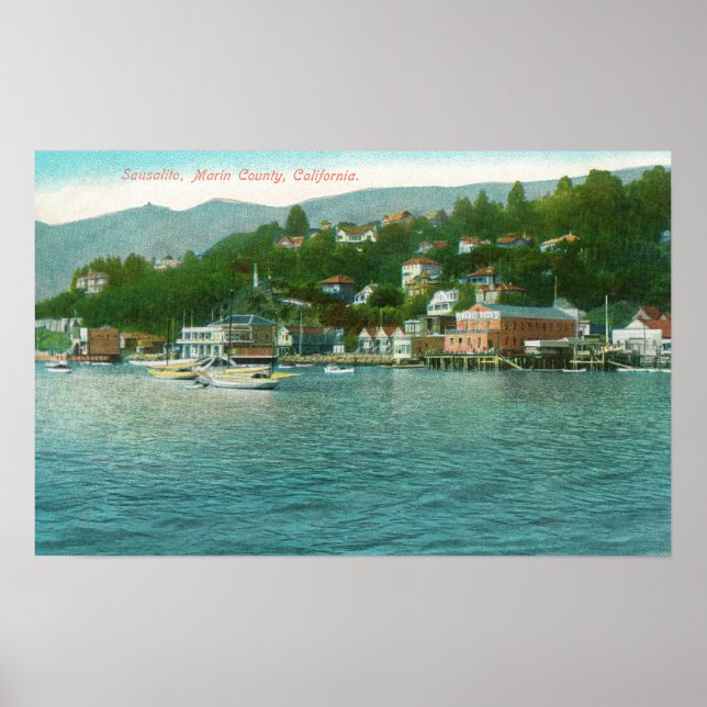 Hafen mit Yachten und Segelbooten Poster (Vorne)
