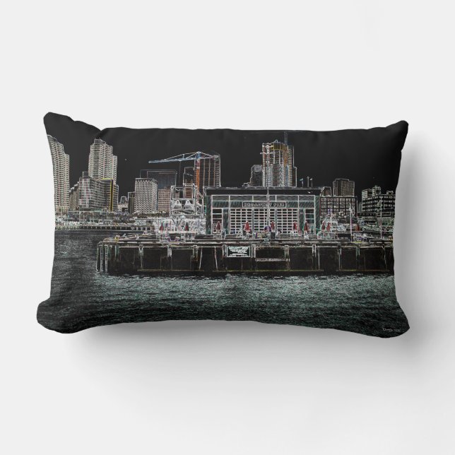 Hafen San Diego - Broadway Pier Pillow Lendenkissen (Vorderseite)