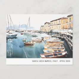 Hafen Santa Lucia Neapel Italien Wasserfarbenreise Postkarte