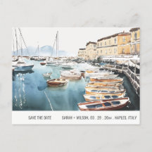 Hafen Santa Lucia Neapel Wasserfarbe Save the Date