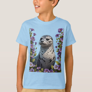 Hafen Siegel Küstenstreifen Mammal umgeben von Vio T-Shirt