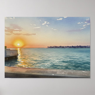Hafen-Sonnenuntergang Poster