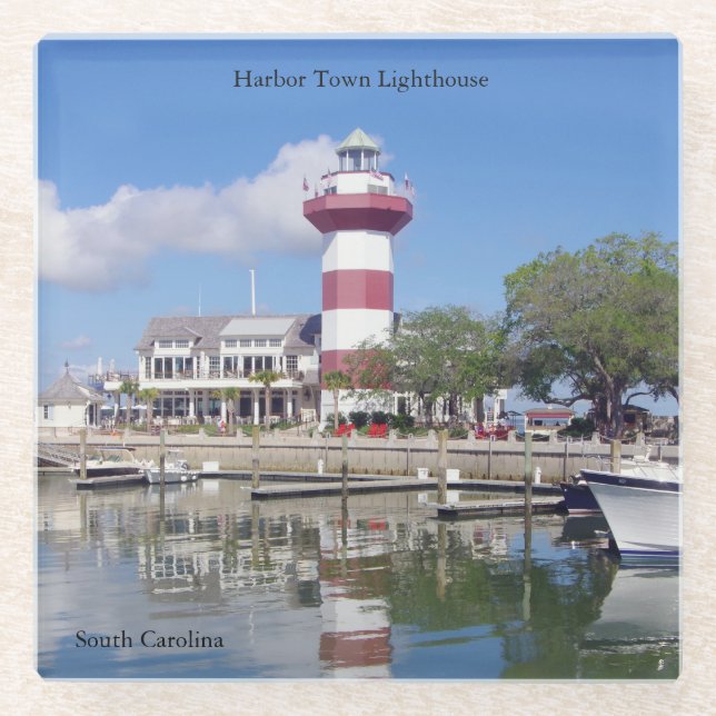 Hafen Stadt Leuchtturm Untersetzer (Vorderseite)