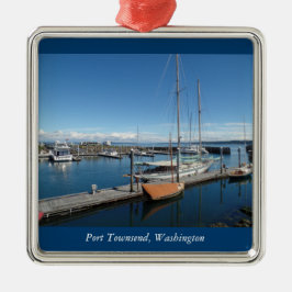 Hafen Townsend Washington Ozean-Boots-Ansicht Silbernes Ornament