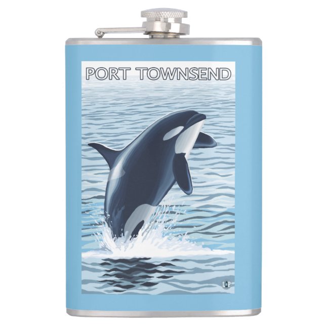 Hafen Townsend, WashingtonOrca Springen Flachmann (Vorderseite)
