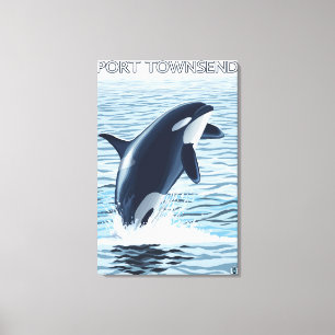 Hafen Townsend, WashingtonOrca Springen Leinwanddruck