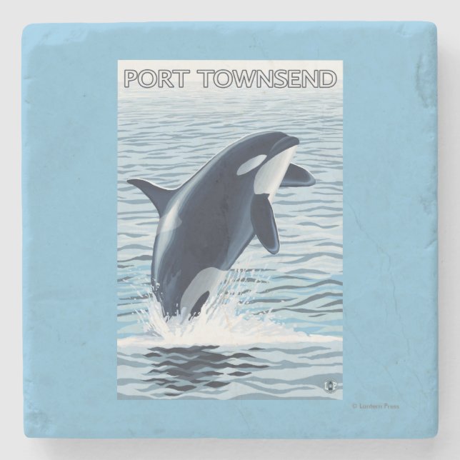 Hafen Townsend, WashingtonOrca Springen Steinuntersetzer (Vorderseite)