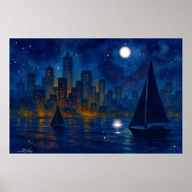 Hafen-Träume Landschaft Poster (Vorne)