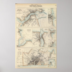 Häfen und Häfen auf der Ostküste von England Poster