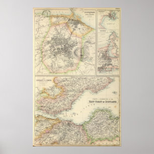 Häfen und Häfen auf der Ostküste von Schottland Poster