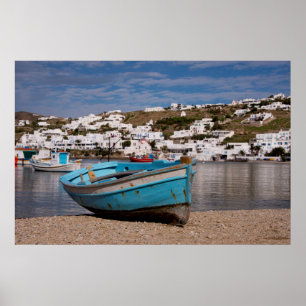 Hafen- und Hafengebiet mit griechischen Fischerboo Poster