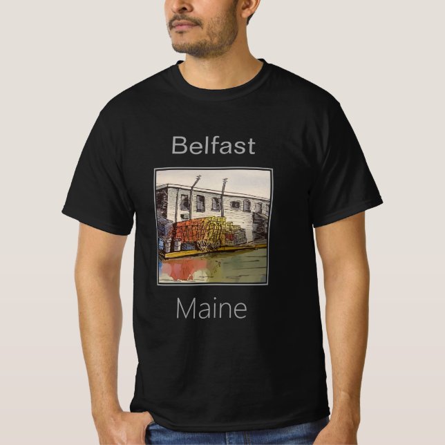 Hafen- und Hummerfallen in Belfast, Maine T-Shirt (Vorderseite)