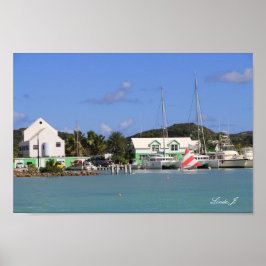 Hafen und Segelboote in Antigua Canvas Print Poster