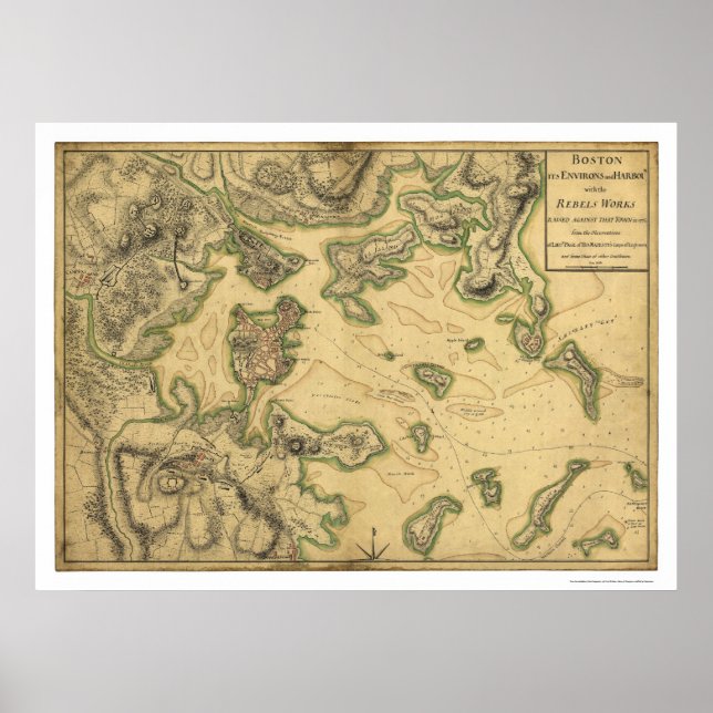 Hafen von Boston Karte 1775 Poster (Vorne)
