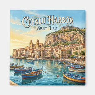 Hafen von Cefalu Italien Magnet