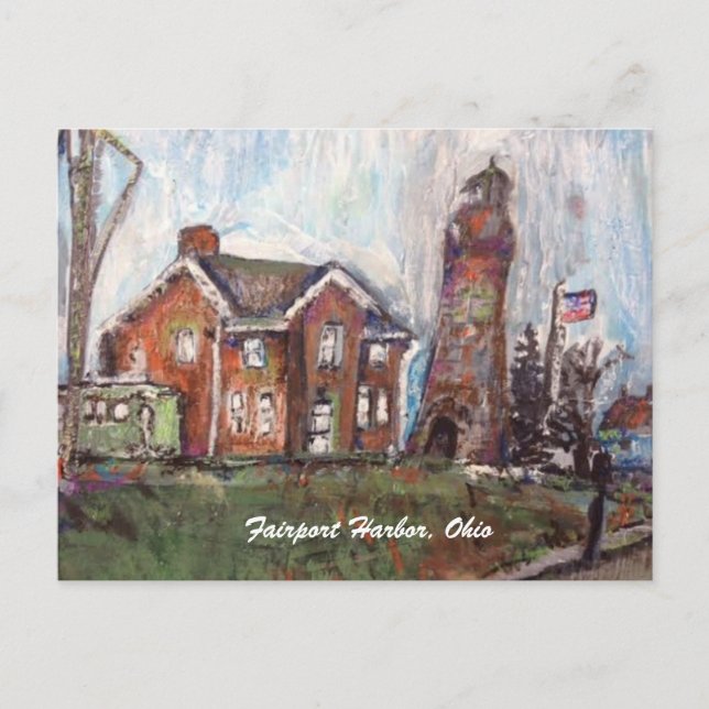 Hafen von Fairport, Ohio Malerei auf einer Postkar Postkarte (Vorderseite)