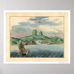 Hafen von Havanna Kuba Landkarte 1639 Poster