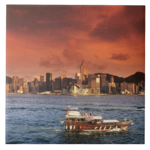 Hafen von Hongkong bei Sonnenuntergang Fliese