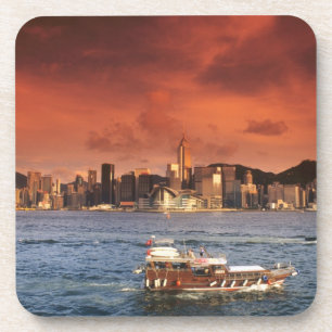 Hafen von Hongkong bei Sonnenuntergang Untersetzer