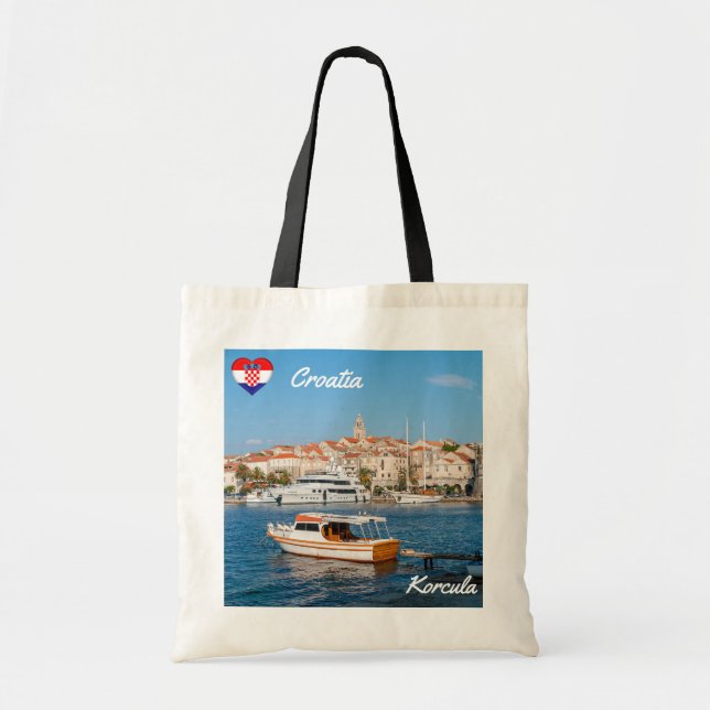 Hafen von Korcula Stadt - Dalmatien, Kroatien Tragetasche (Vorne)