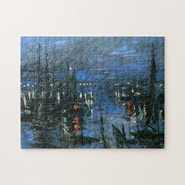 Hafen von Le Havre, Nachtwirkung Monet Fine Art (Horizontal)