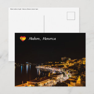 Hafen von Mahon bei Nacht - Menorca, Spanien Postkarte