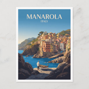 Hafen von Manarola und farbenfrohe Häuser an der S Postkarte