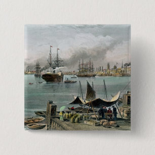 Hafen von New Orleans, graviert von D.G. Thompson Button