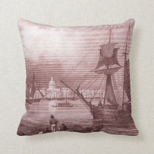 Hafen von New Orleans Louisiana Red Vintage Kissen