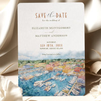 Hafen von Newport Save the Date Wasserfarbenmeer