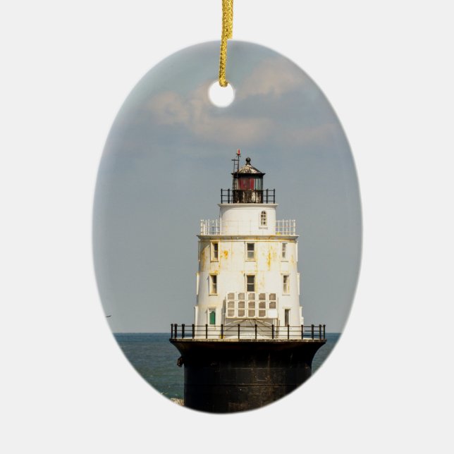 Hafen von Refuge Leuchtturm Keramik Ornament (Vorne)