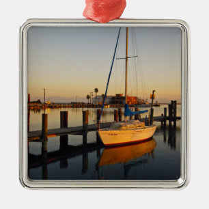 Hafen von Rockport, Texas bei Sonnenuntergang Silbernes Ornament