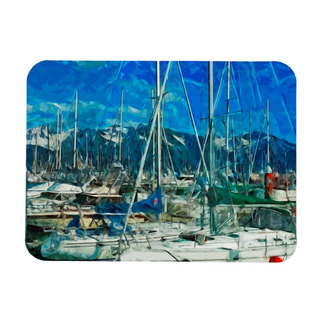Hafen von Seward Alaska Abstrakter Impressionismus Magnet (Horizontal)