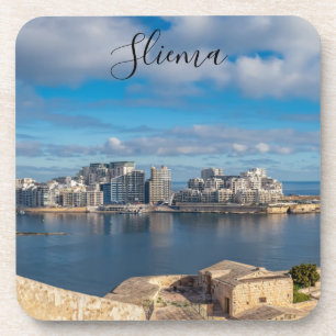 Hafen von Sliema und Wolkenkratzer in Malta Getränkeuntersetzer