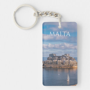 Hafen von Sliema und Wolkenkratzer in Malta Schlüsselanhänger