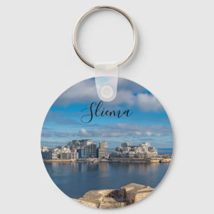 Hafen von Sliema und Wolkenkratzer in Malta Schlüsselanhänger
