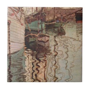 Hafen von Triest von Egon Schiele, Vintage Art Fliese