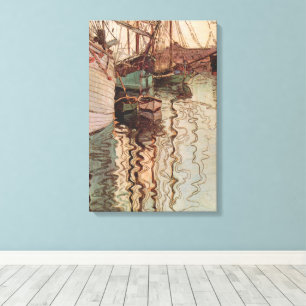 Hafen von Triest von Egon Schiele, Vintage Art Leinwanddruck
